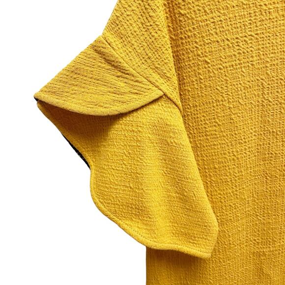 Amaryllis Mustard Yellow Sheath Dress Flutter Sleeve Small - Picture 4 of 7